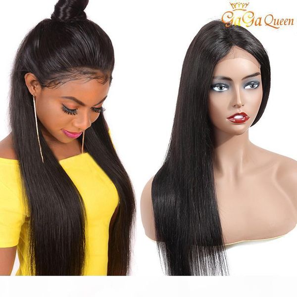 

4x4 mink brazilian virgin hair lace front human hair wigs for black women brazilian straight lace front wigs gaga queen, Black;brown