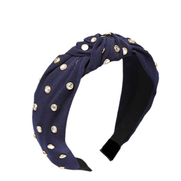 

cokk старинные богемные металлические бусины широкий узел повязка на голову полный горный хрусталь завязные лук волос аксессуары для волос д, Blue;gray