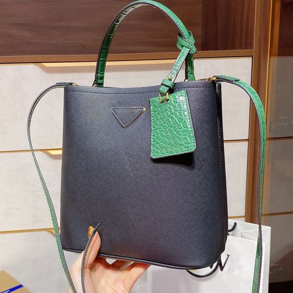 

large capacity bucket bag women handbag purse crocodile alligator handle shoulder strap shopping bags cross leather crossbody bags all-match