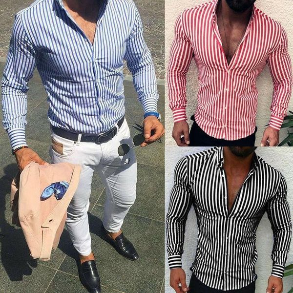 

men's casual shirt fashion slim fit men's casual striped shirt long sleeve formal shirts men male clothing camisa streetwear1, White;black