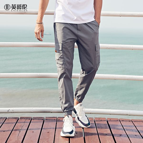 

enjeolon cargo pants men joggers 2020 spring new sweatpants casual pants multi-pocket fashions streetwear army trousers lj201104, Black