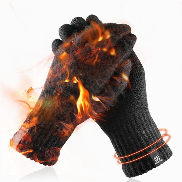 

2021 delicate knit gloves men women winter touch screen simple solid color warm wool gloves velvet mittens driving glove, Blue;gray