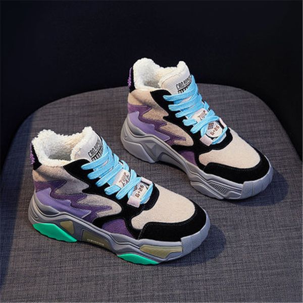 

2021 new autumn winter breath thick round toe women's leisure cotton shoes lx1y, Black;white