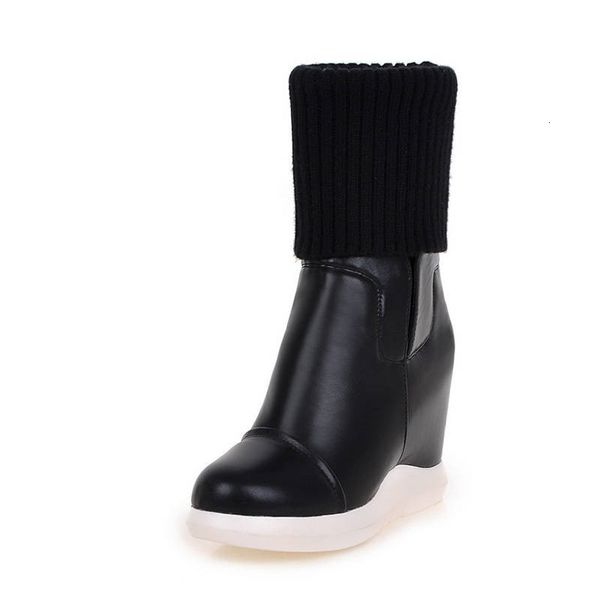 

new mid-calf 2021 calf stretch wedge women's shoes autumn winter boots 1 87b4, Black
