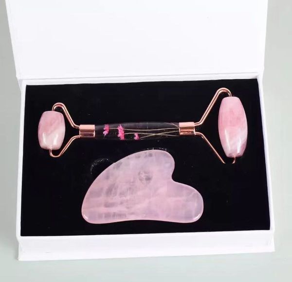 Розовый кварцевый ролик Petal Roller GUA SHA инструмент подарочная коробка натуральный авантрин каменный лицевой салфетки для лица