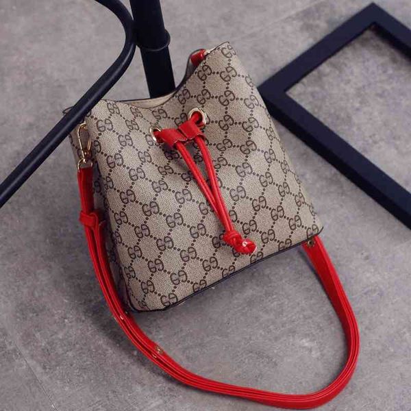 

new simple women's bag messenger printed mini bucket draw belt sling shoulder large handbags tje3