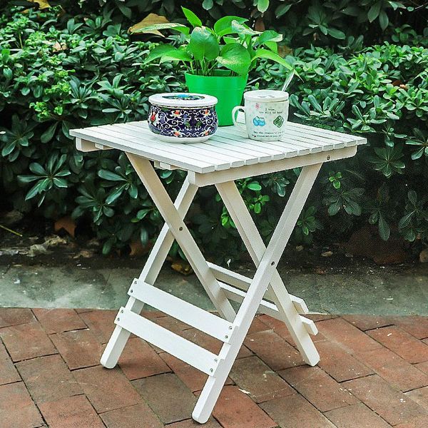 

portable outdoor folding side table adirondack square (white)