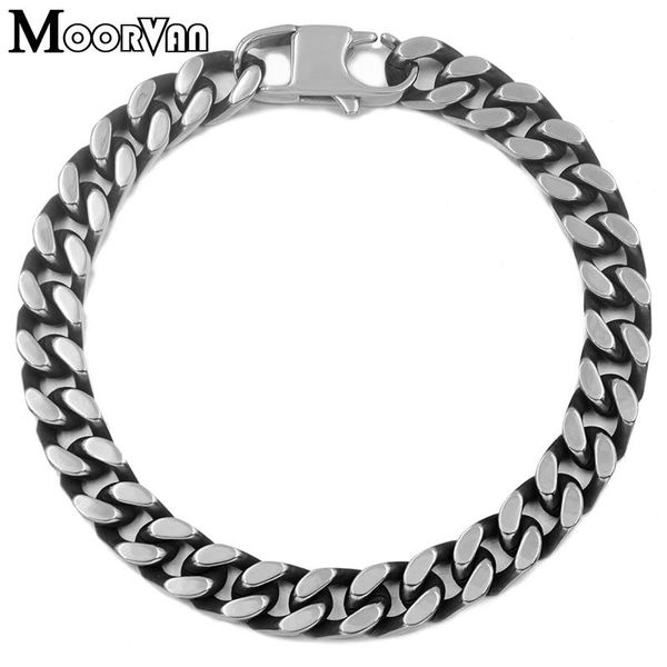

moorvan summer men's jewelry vintage bracelet stainless steel chains gothic wrist bracelets simple man office style vb562, Black