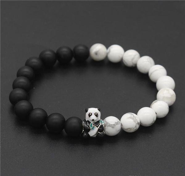 

бусы натуральные браслеты ювелирные изделия 8 мм подарочные браслеты браслет животных черный панда прекрасный камень белый sqchf jeneffer, Black