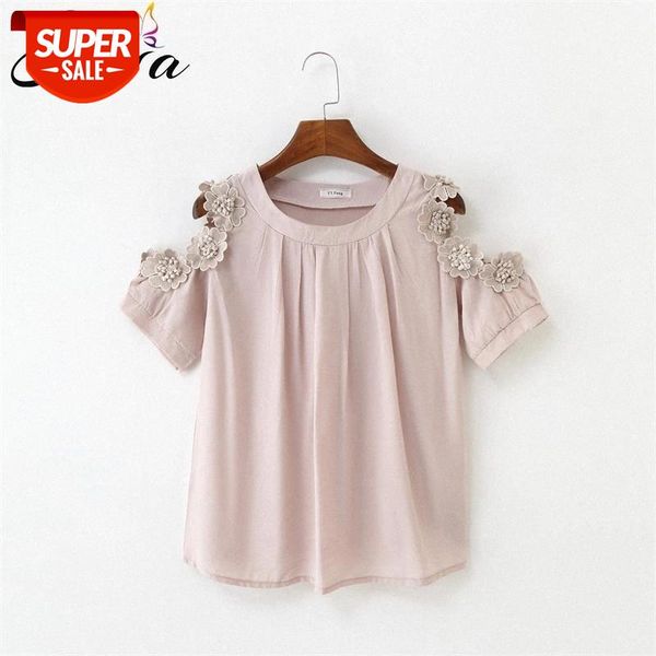 

h.sa summer women t-shirts short sleeve off shoulder women kawaii tee shirt lace stitching oneck white t shirts 2019 cotton tee #rh5o