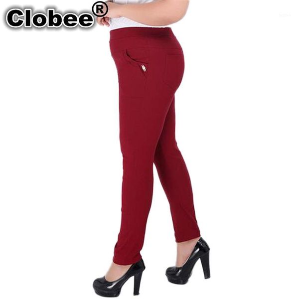 

2020 winter women pants plus size 6xl high waist elastic pants ladies long casual trousers fashion skinny pencil1, Black;white