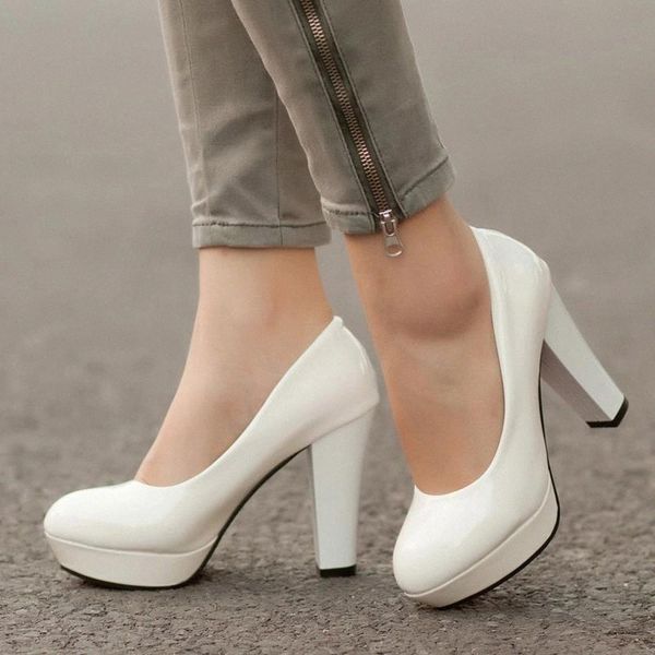 

big size 34-42 11  womens platform pumps shoes for woman high heels white wedding shoes zapatos mujer spring red boat shoes #pt0n, Black
