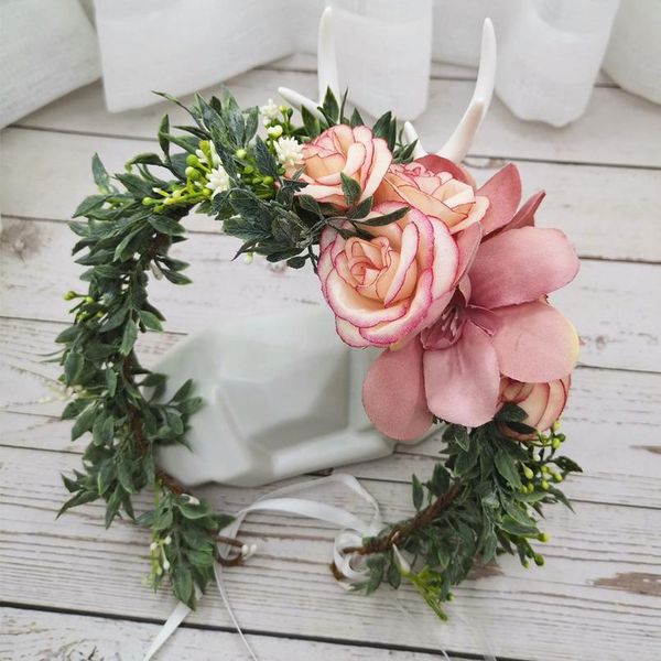 

women wedding rose flower crown birthday party headband women hair accessories girl rural floral garland wedding floral jllngq