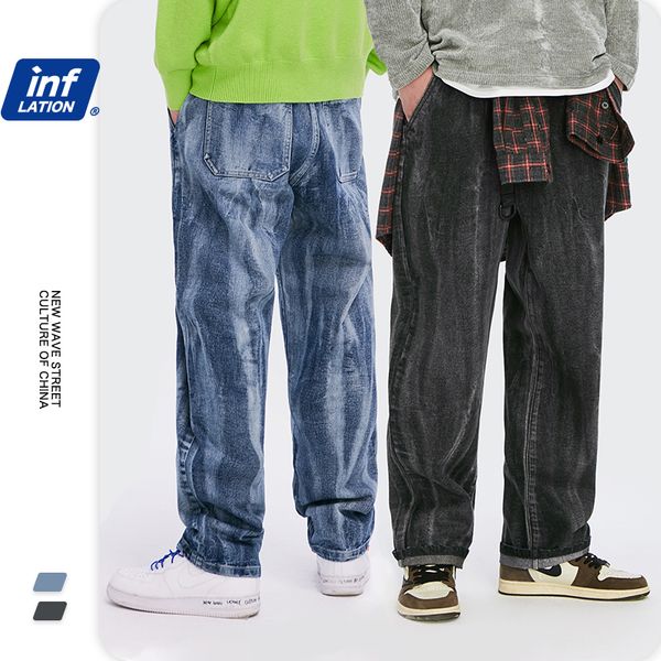 

inflation mens blue jeans fashion vintage korean denim pants men baggy oversized stretch jeans pants men trousers 3254w 201111