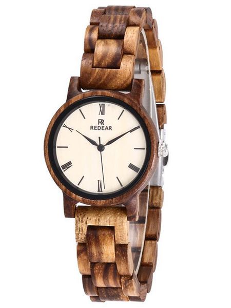 

natural watch for women vintage brown color quartz wooden band strap womens wristwatch real wood wrist watches female fashion clock reloj, Slivery;brown