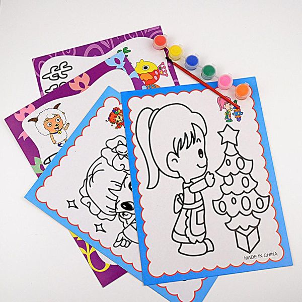 

4 шт. лот арт акварель гуаш-раскраска diy diy handmade живопись детский сад головоломки граффити детский образовательный чертеж набор zxh jl