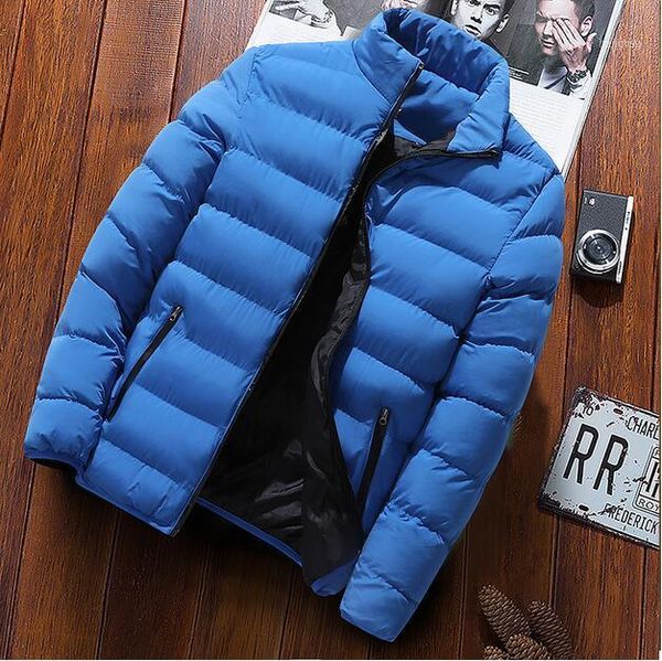 

new men parka cotton padded winter jacket coat mens warm jacket solid color stand collar zipper thick coat men down parka1, Black