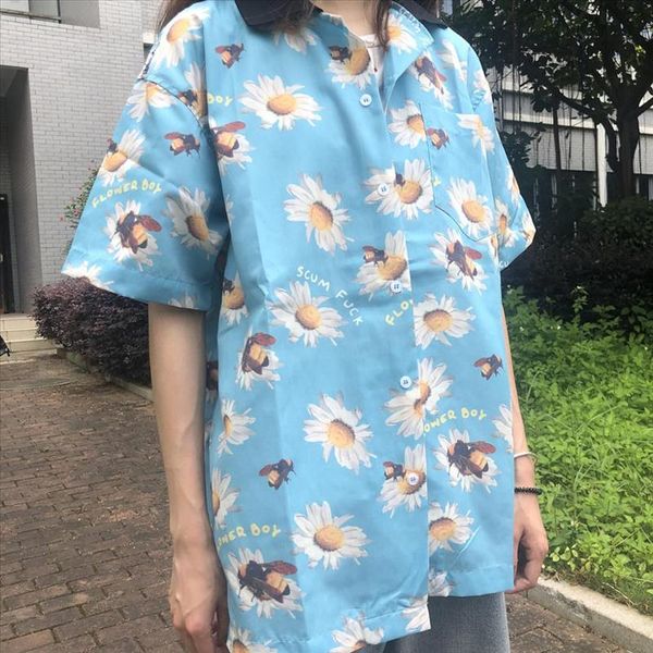 

new men golf sunflower bee le fleur tyler the creator cotton casual shirts shirt pocket short sleeves ab5, White;black