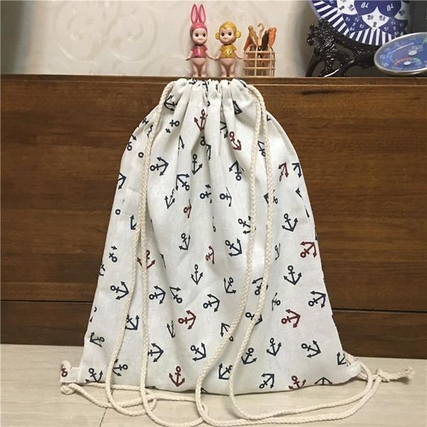 

yile cotton linen drawstring travel backpack book shoes bag small anchor 417 2 yile cotton visibility h bbyxwm