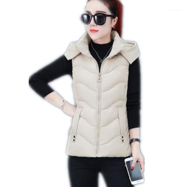 

winter short vest women thick warm autumn hooded sleeveless waistcoat zipper female cotton padded jacket plus size 4xl 2019 m1311, Black;white