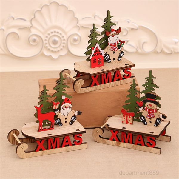 

decorations diy wooden hollow christmas tree ornaments sled santa claus snowman and deer ornament craft owe1572