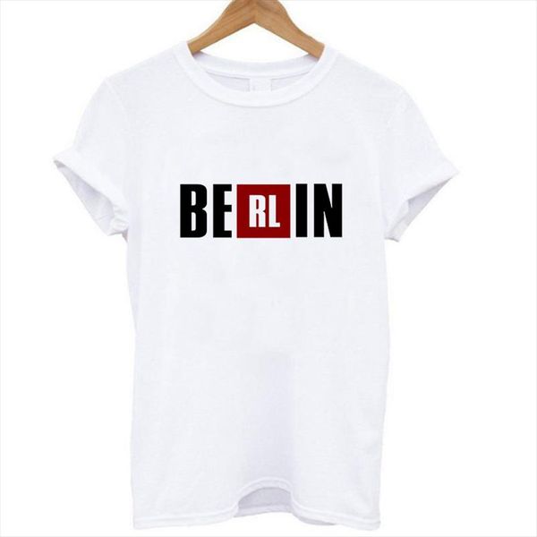 

la casa de papel tv series women berlin letter print house of paper t shirt money heist t shirt, White