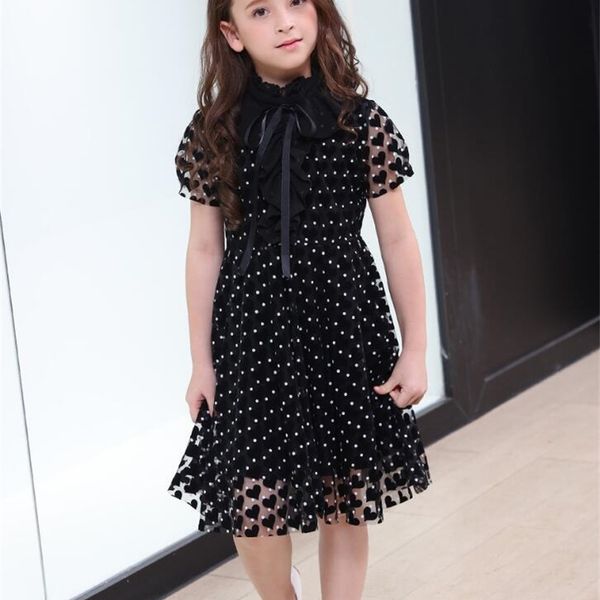 

girls dresses 2019 teens girl summer fashion black dots heart bow party tutu dress kids clothes girls 6 7 8 9 10 11 12 14 years t200709, Red;yellow