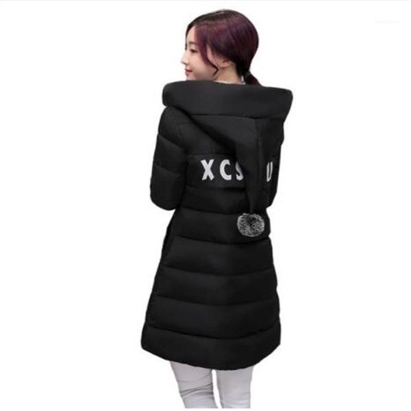 

2019 winter new down cotton-padded jacket women's long - style korean version of thin women's padded heavy student jacket1, Black