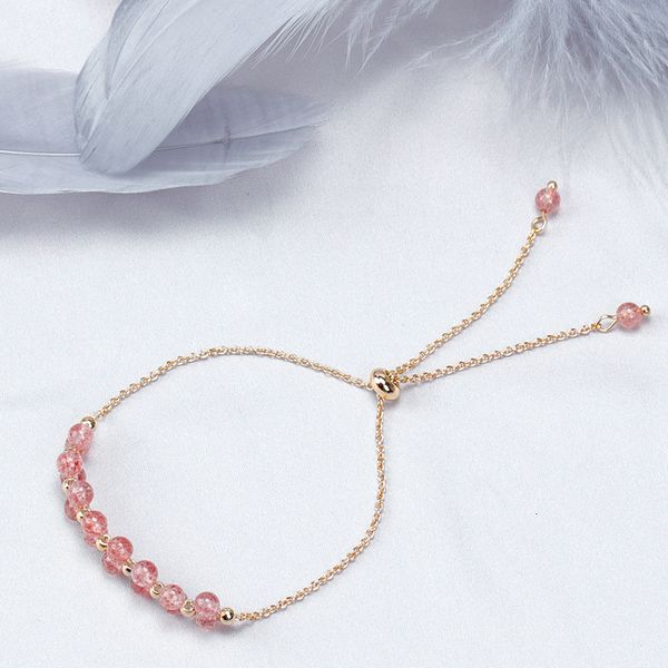 

transparent strawberry crystal garnet moonstone bracelet for women, Silver