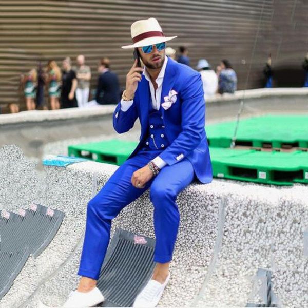 

men's suits & blazers sodigne royal blue three piece men peaked lapel wedding tuxedos slim fit male suits(jacket+pants+vest), White;black