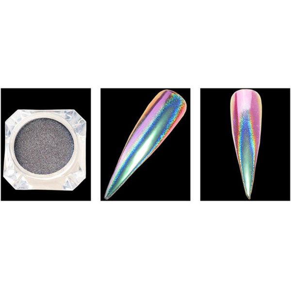 

nail glitter 1 box pigment decorations magic art colorful manicure holographic mirror powder diy peacock chrome, Silver;gold