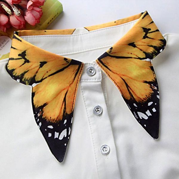 

women pure color butterfly printing lapel choker necklace shirt fake false collar 2018 new wo qylwei, Blue;red