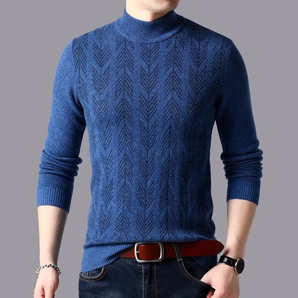

men's sweaters 2021 winter man thick 100% pure wool sweater casual half turtleneck soft cashmere long sleeve thermal bottoming jumper, White;black