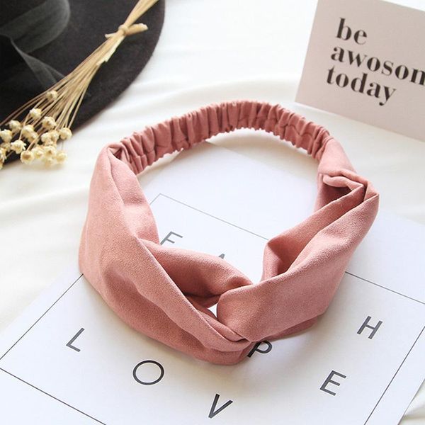 

women fashion colorful suede soft solid elastic hair bands girls vintage cross knot headband hairbands bandanas hair accessories h wmtdhw, Black;brown