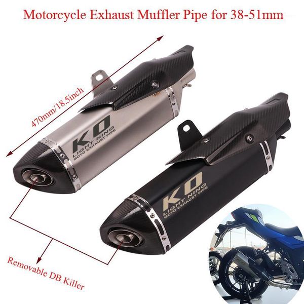 

470mm exhaust vent tip tubes stainless steel carbon fiber system silp on for 51mm tail muffler pipe removable db killer1