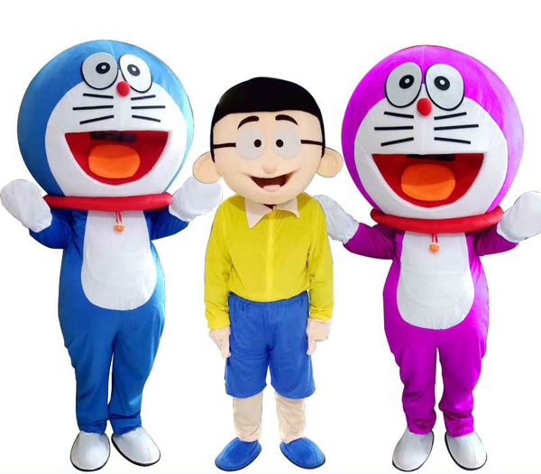 

mascot costumes super doraemon mascot costume robot cat cute character anime manga mascot costume suit cartoon cos, Red;yellow