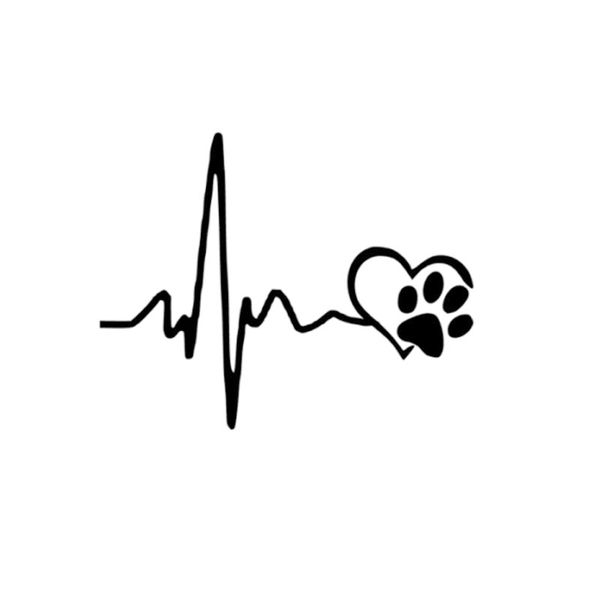 

14cm*11cm fashion heartbeat lifeline and paw cat dog heart love vinyl car sticker decoration decal c15-0657