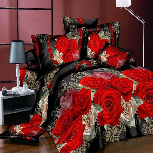 

bedding sets set home textile grinding 3d sheets four of active printing and dyeing bedspread oversized down quilt soft red