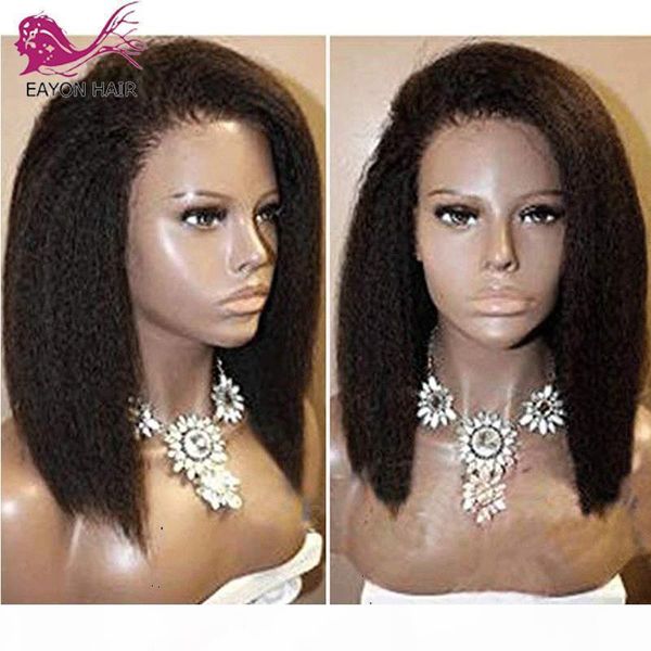 

eayon kinky straight lace front human hair wigs for women brazilian italian yaki straight lace front wigs with baby hair remy, Black;brown