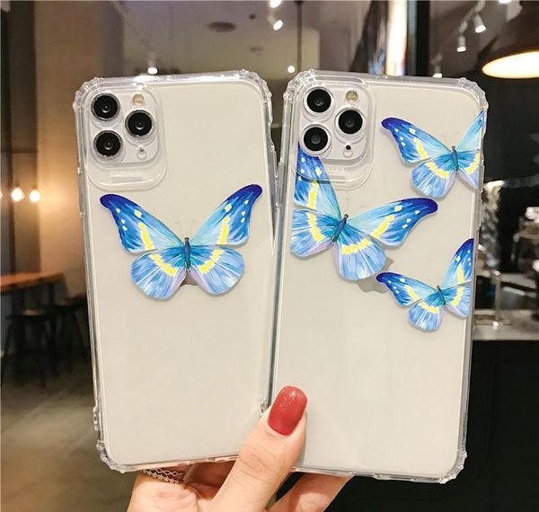 

cute butterfly blue phone case for iphone 11 pro max xr xs max x 7 8 plus clear tpu soft fun jllgjm allguy