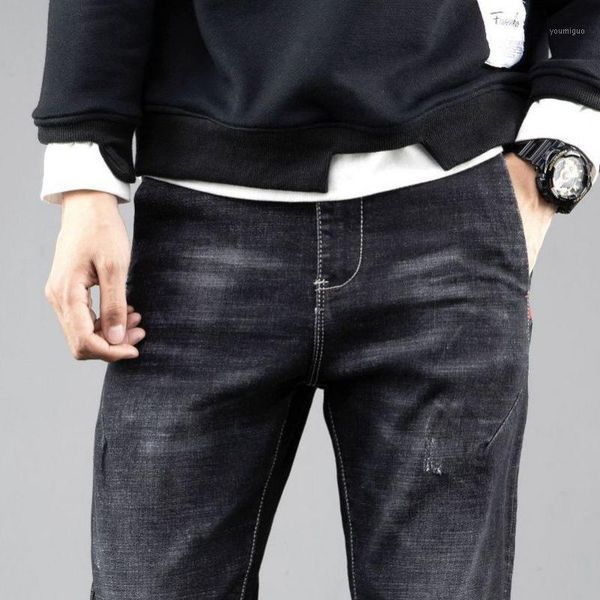 

2021 spring and autumn new jeans men's fashion trend slim elastic leggings casual men's pants1, Blue