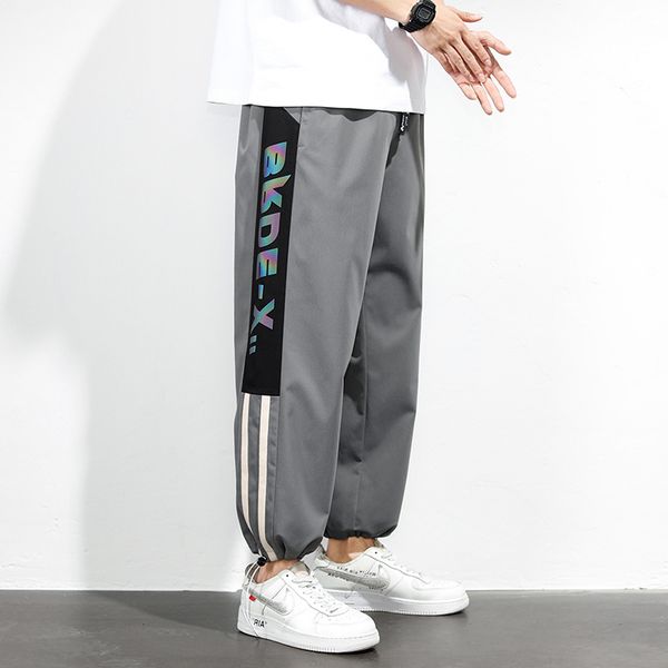 

men's sports spring and summer loose legged korean fashion casual pants, Black