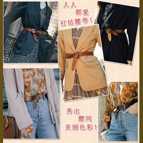 

ewq] высококачественные длинные моды trend талия универсальные женские кожаные завязанные пояса женщины аксессуары с 219 осенью новый ql178, Black;brown