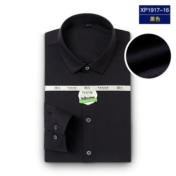 

2021 new unti-uv 48.5% white bamboo fiber dressed thin shirt formal adjustment men's long sleeve shirts 37z6, White;black