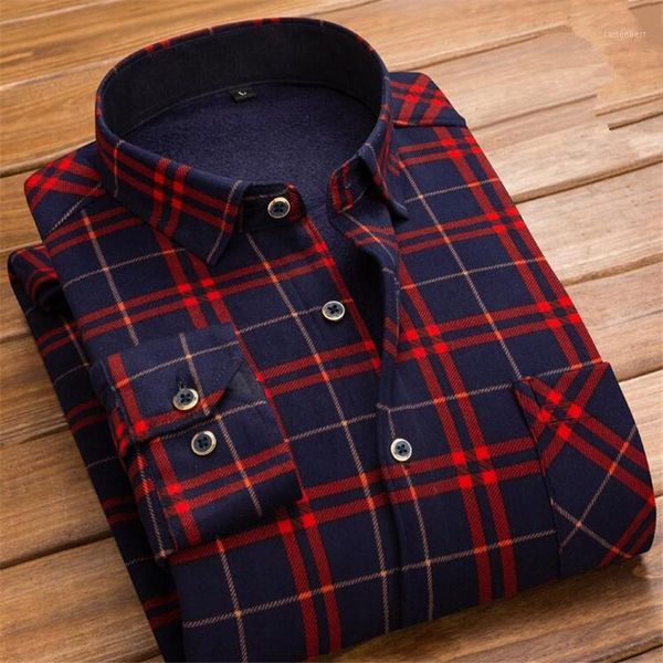 

men's casual shirts winter thick velvet dress shirt for men long sleeve plaid warm fleece lining fashion soft flannel plus size l-4xl1, White;black