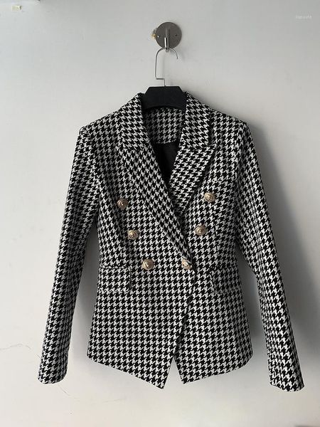 

2020 jacket coat metal button houndstooth evening party bodycon wholesale womens clothing autumn spring winter summer1, Black;brown