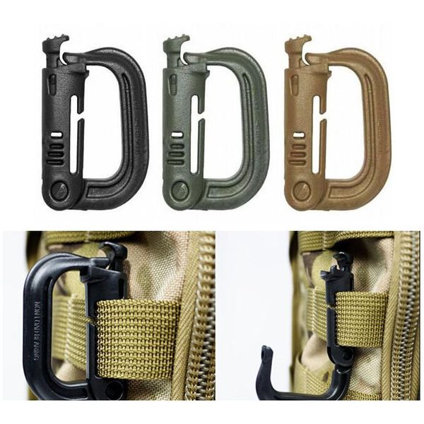 

1pc carabiner climb clasp clip hook backpack molle system d buckle military outdoor bag camping climbing acc qylrst