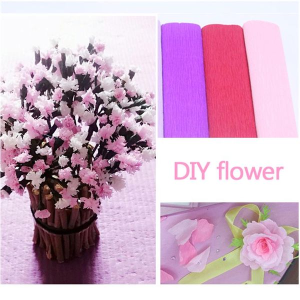 

25*250cm 1 roll colorful tissue wrinkles paper rolls diy flower making material paper for wedding party christmas de bbyhxq