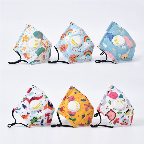 

children face mouth cotton pm2.5 dustproof washable mask with valve breathable cartoon printed masks 2 n0htd