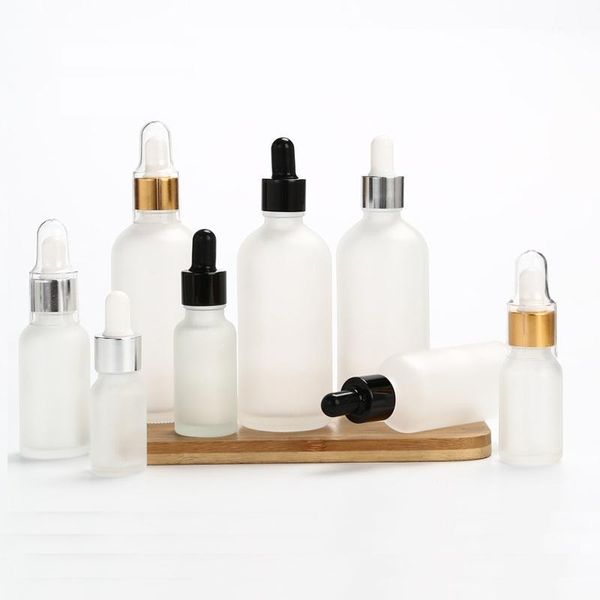 

storage bottles & jars frost glass dropper bottle silver gold black lid empty cosmetic packaging container vials essential oil 5ml-30ml 25pc